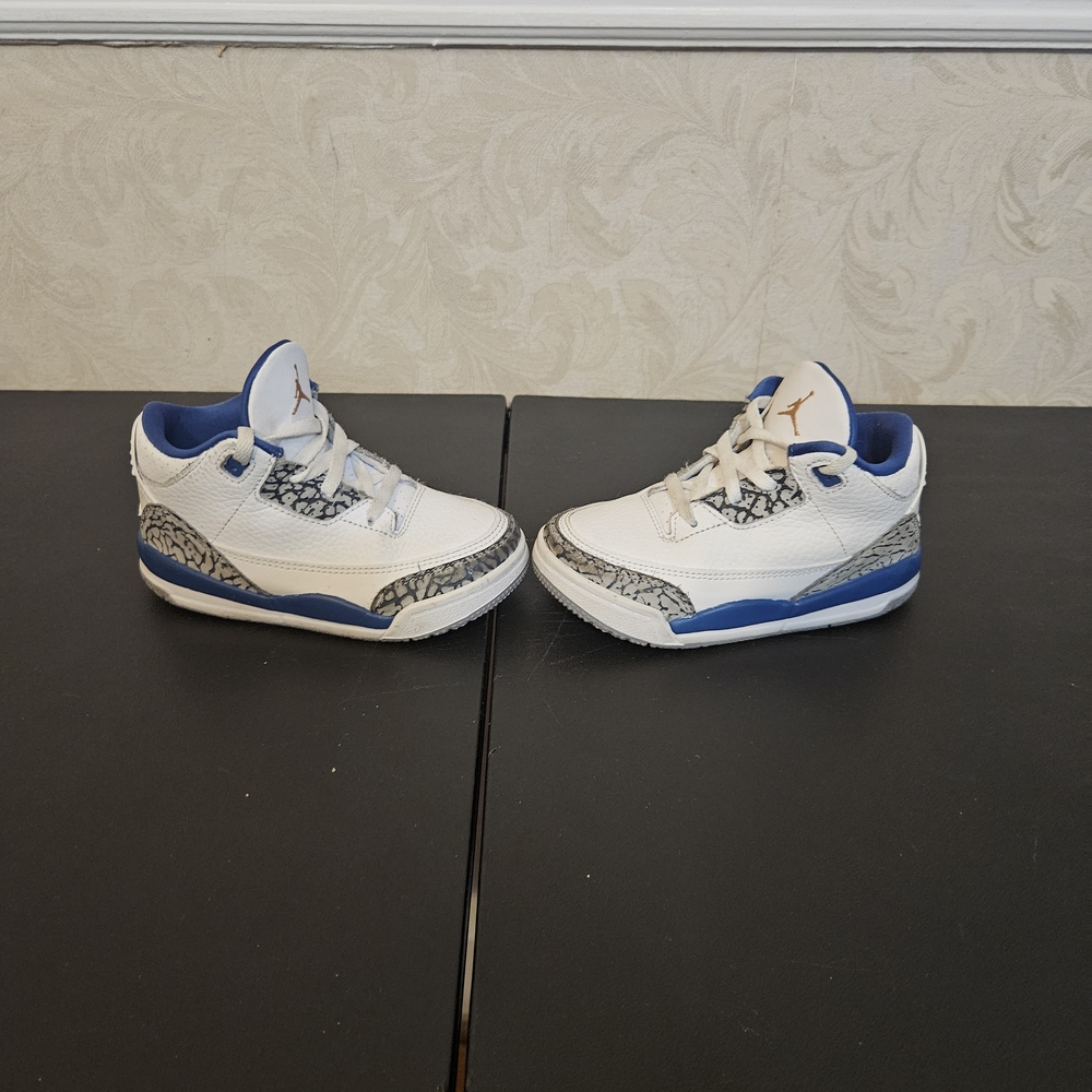 Jordan Kids White and Blue Sneakers